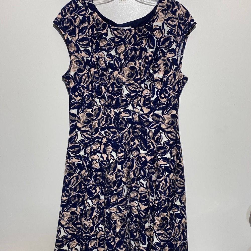 Elle Women's Blue Floral‎ Cap Sleeve Mini Sheath Dress Size L NWT
